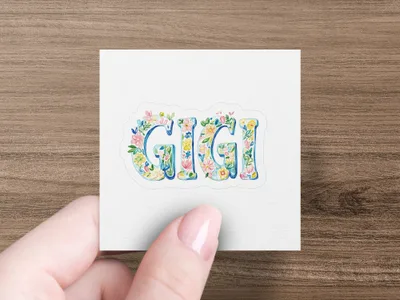 Gigi SVG Preppy Clip Art Digital File, Watercolor Floral Gigi Design, Grandmother Gift, Nana Grandparent Tee Sublimation PNG, Cute Girly