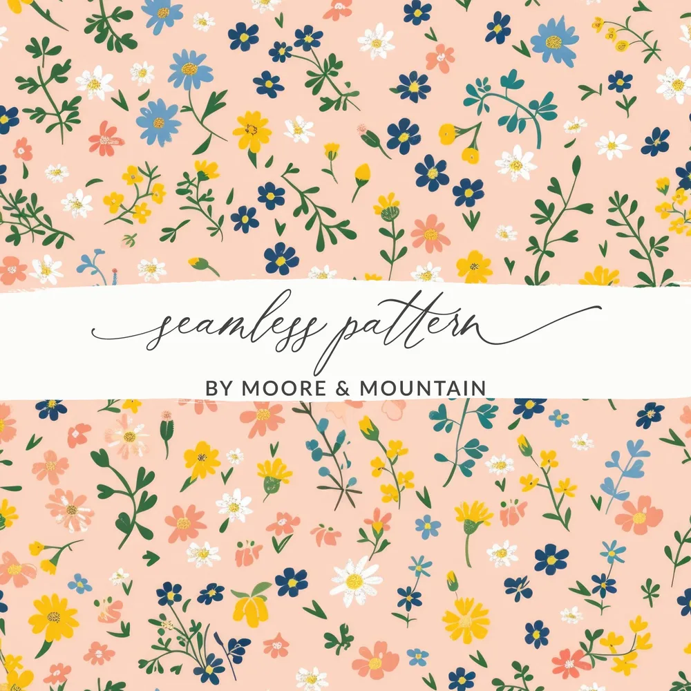 Girly Blush Pastel Spring Wildflowers Pattern Surface Pattern Design