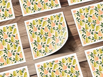 Girly Pear Seamless Pattern Commercial Use Digital POD Fall Pears Seamless Pattern Light Colors