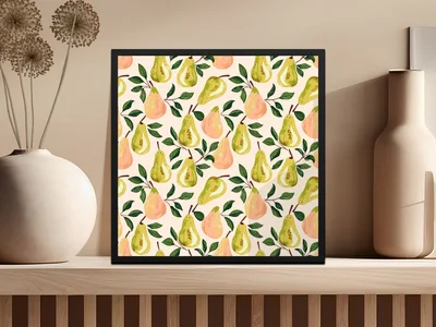 Girly Pear Seamless Pattern Commercial Use Digital POD Fall Pears Seamless Pattern Light Colors