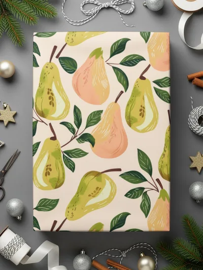 Girly Pear Seamless Pattern Commercial Use Digital POD Fall Pears Seamless Pattern Light Colors