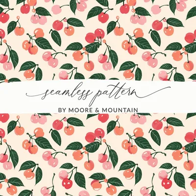 Girly Cherries Seamless Pattern for Sublimation High Resolution