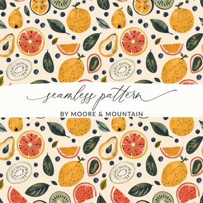 Girly Peaches Seamless Pattern PNG Fruit Digital Paper