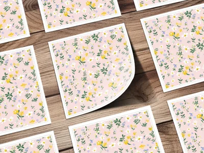 Girly Light Pink Boho Wildflower Seamless Sublimation Design