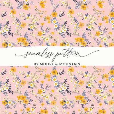 Girly Light Pink Spring Wildflowers Pattern Modern Seamless