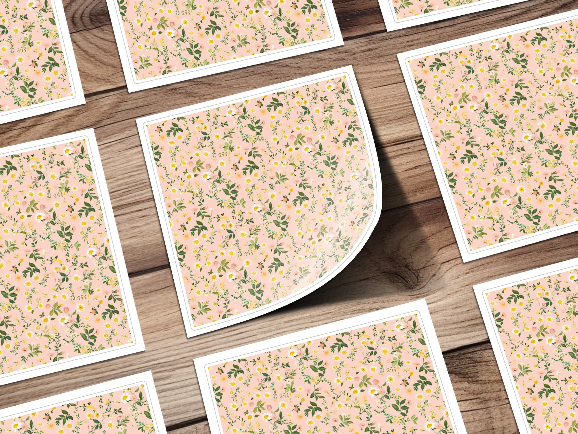 Girly Light Pink Spring Wildflowers Pattern Sublimation Design