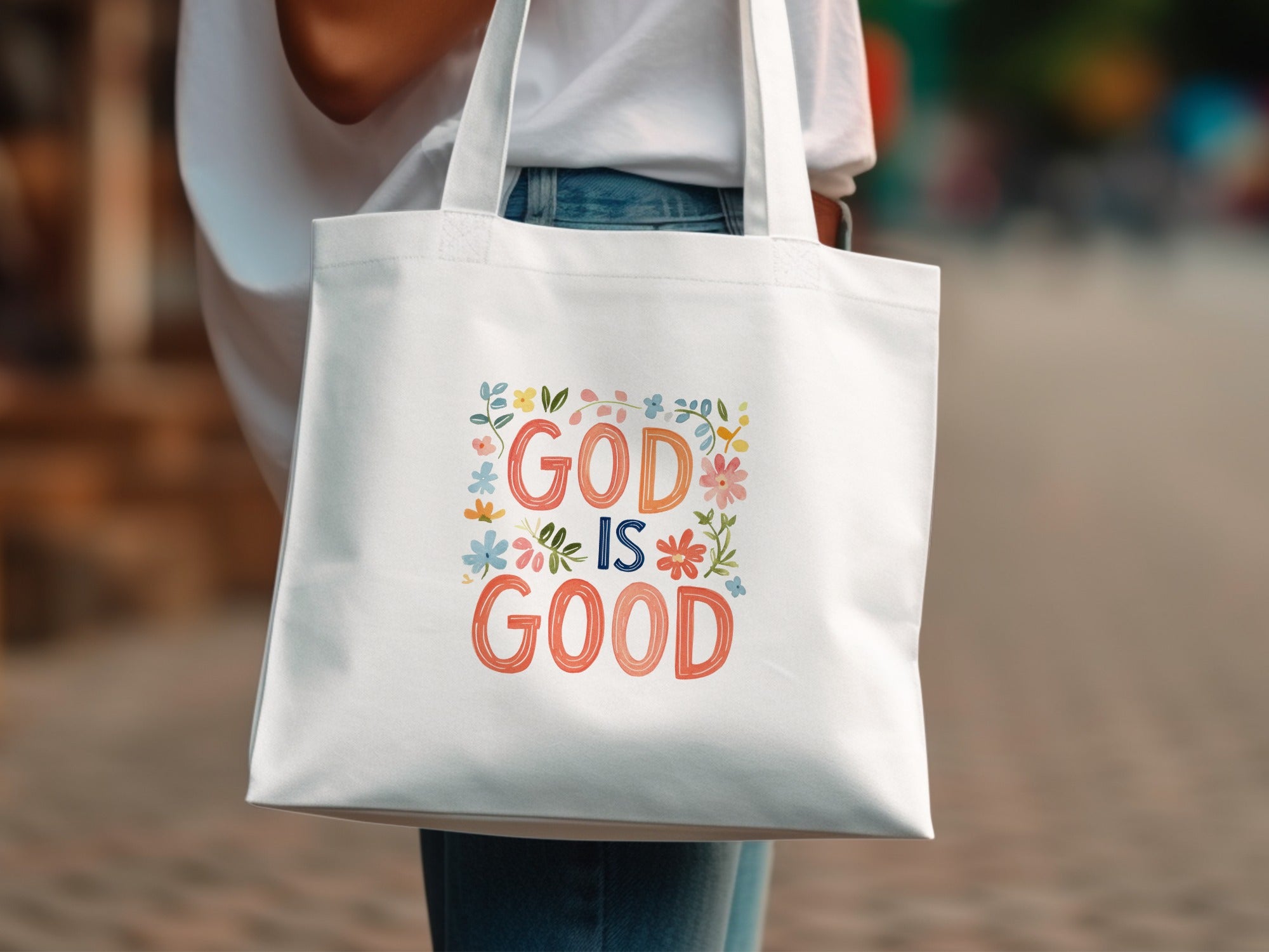 God Is Good SVG, Preppy Clip Art, Digital Christian Floral Art Print, Faith Bible Verse Instant Download PNG