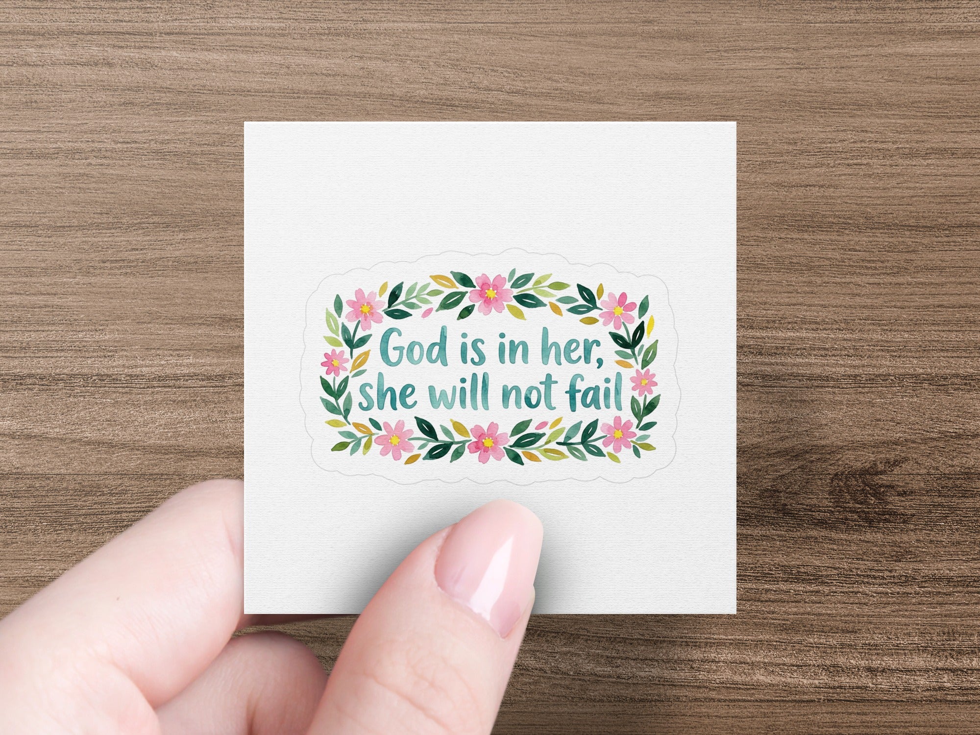 God is in her she will not fail SVG PNG, Preppy Clip Art Christian Quote Digital, Inspirational Preppy Painterly Graphic SVG