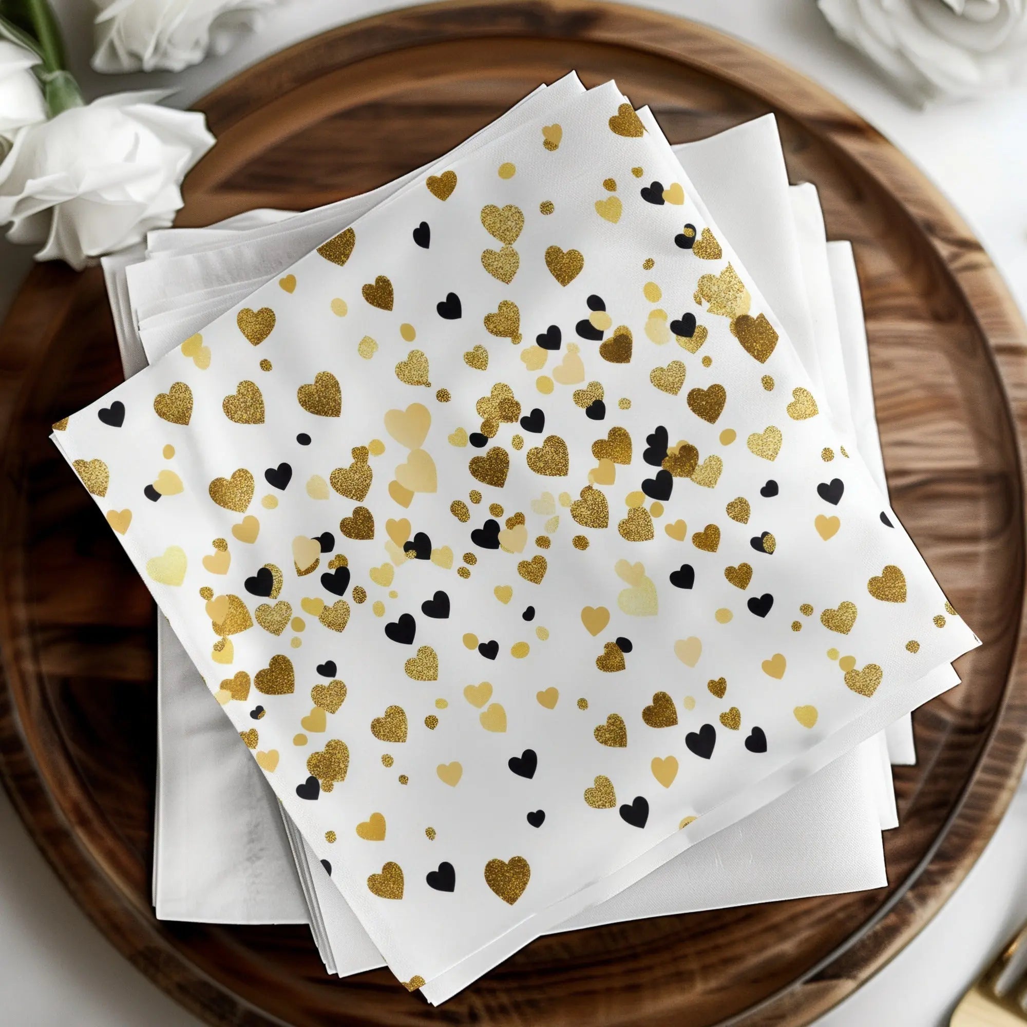 Gold Heart Digital Paper, Seamless Heart Pattern, Valentine's Day Background, Scrapbook Paper, Gold and Black Heart Digital Download
