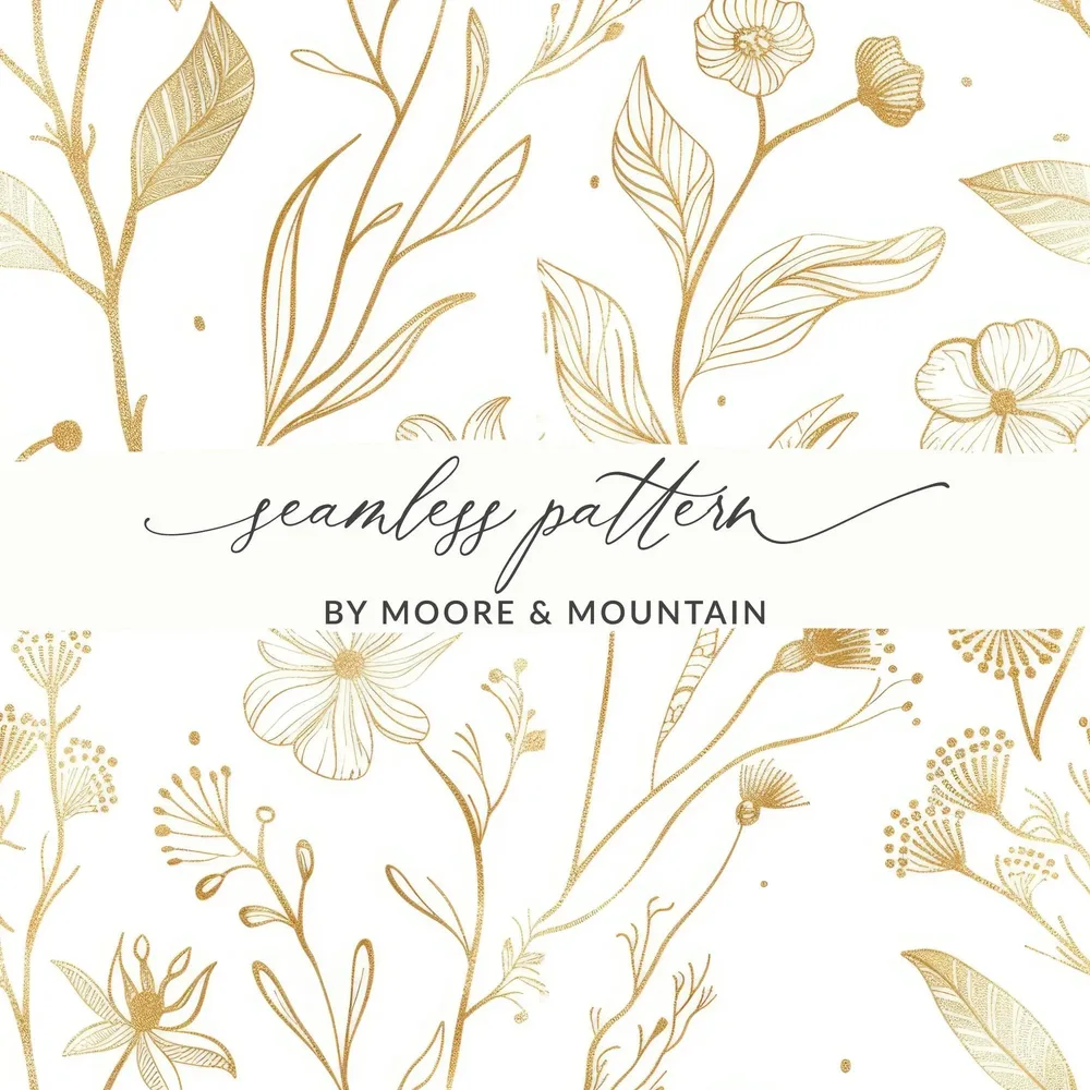 Golden Floral Seamless Pattern Digital Paper, Elegant Flowers, Gold Texture Design, 12x12 JPEG files, Printable Pattern, Digital Products