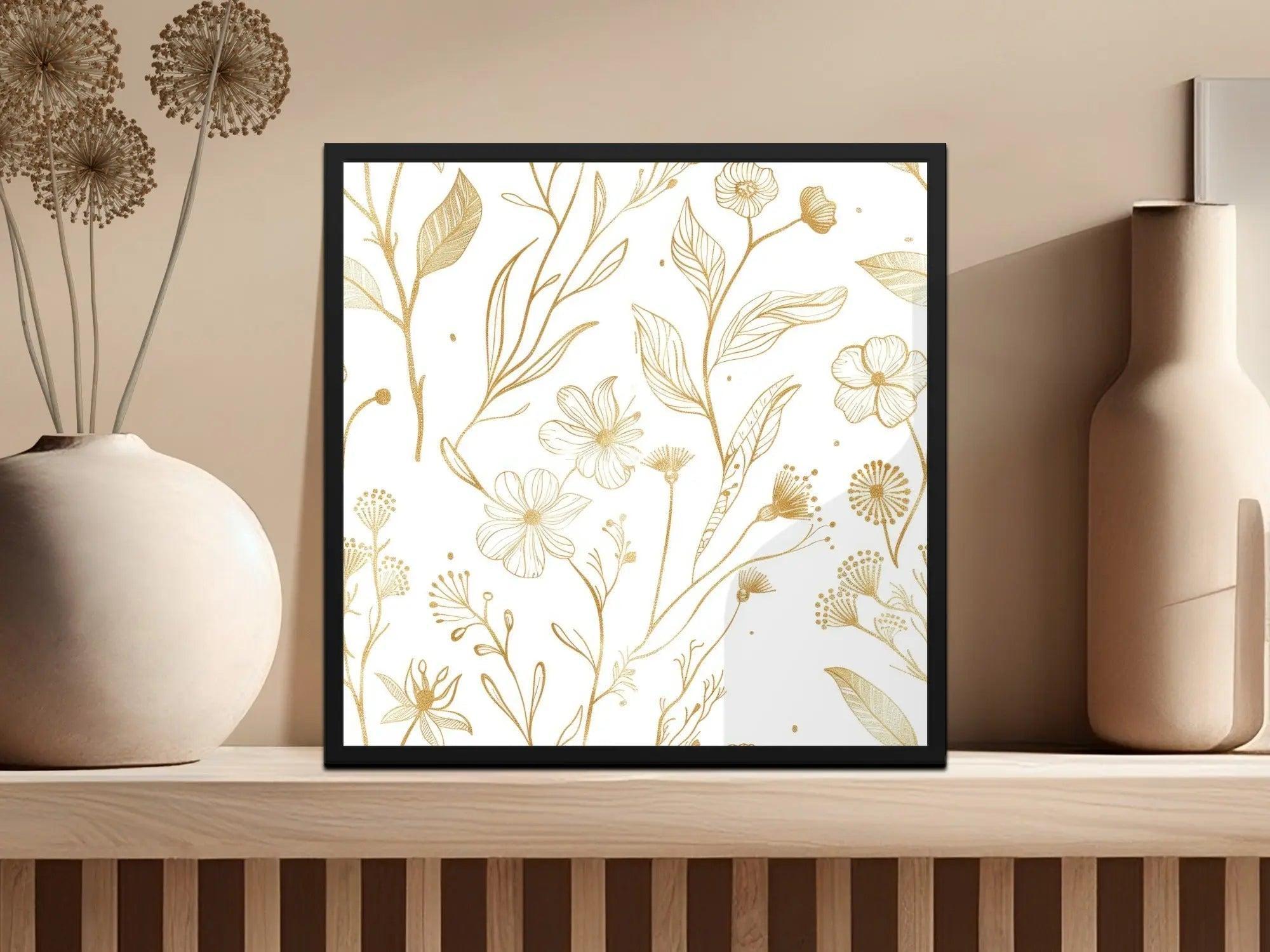 Golden Floral Seamless Pattern Digital Paper, Elegant Flowers, Gold Texture Design, 12x12 JPEG files, Printable Pattern, Digital Products
