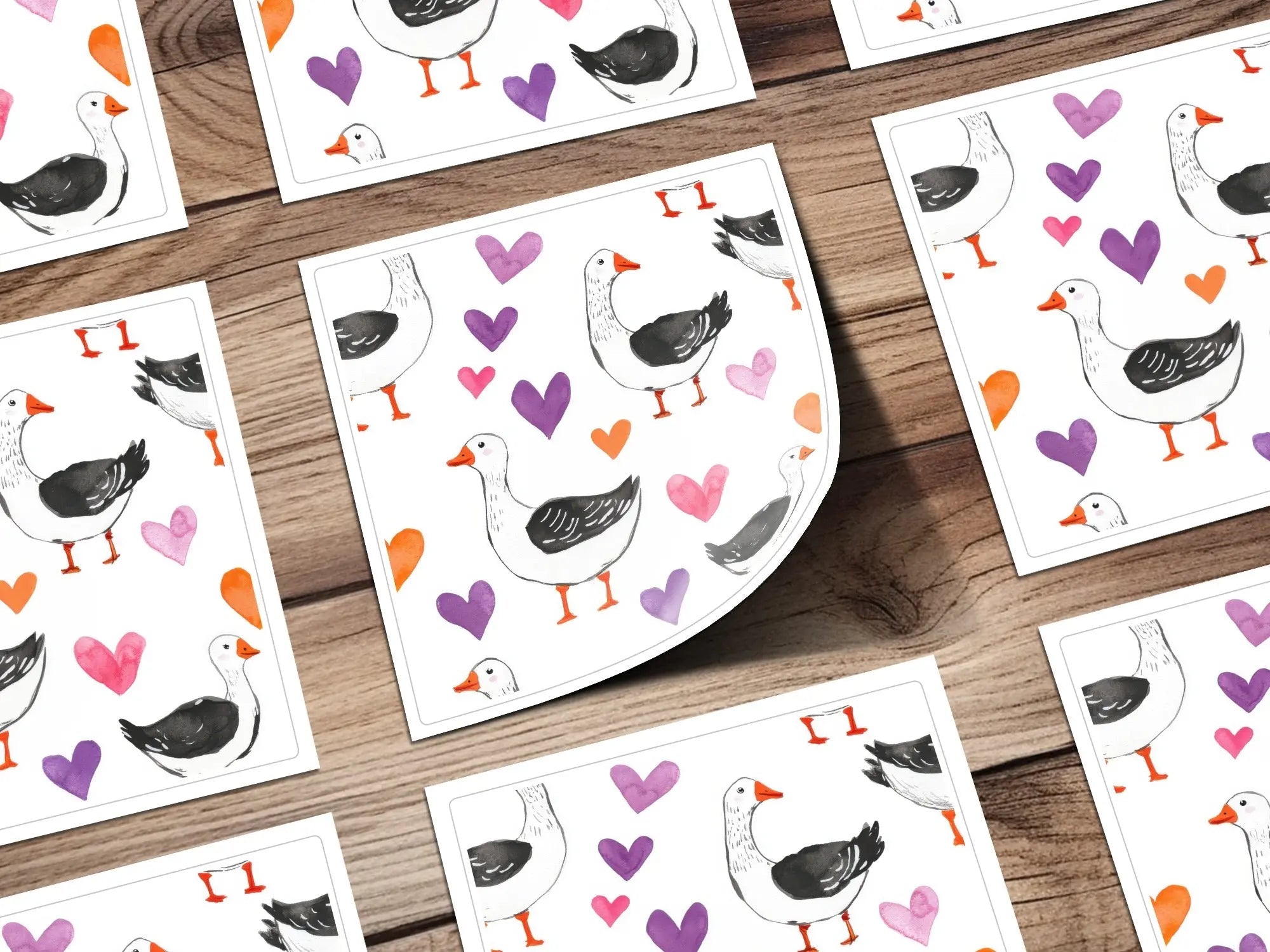 Goose and Hearts Seamless Pattern Digital, Valentines Day Digital Paper, Cute Animal Print, Printable Fabric Pattern, Digital File