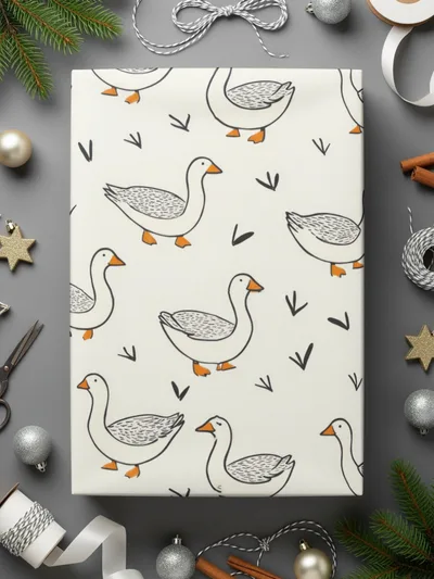 Goose Pattern Digital Paper, Seamless Duck Pattern for Fabric, Farm Animal Print, 2 JPEG Scales, Scrapbooking, Commercial Use
