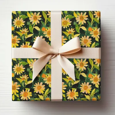Gouache Sunflowers Seamless Fall Floral Pattern Yellows