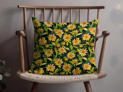 Gouache Sunflowers Seamless Fall Floral Pattern Yellows