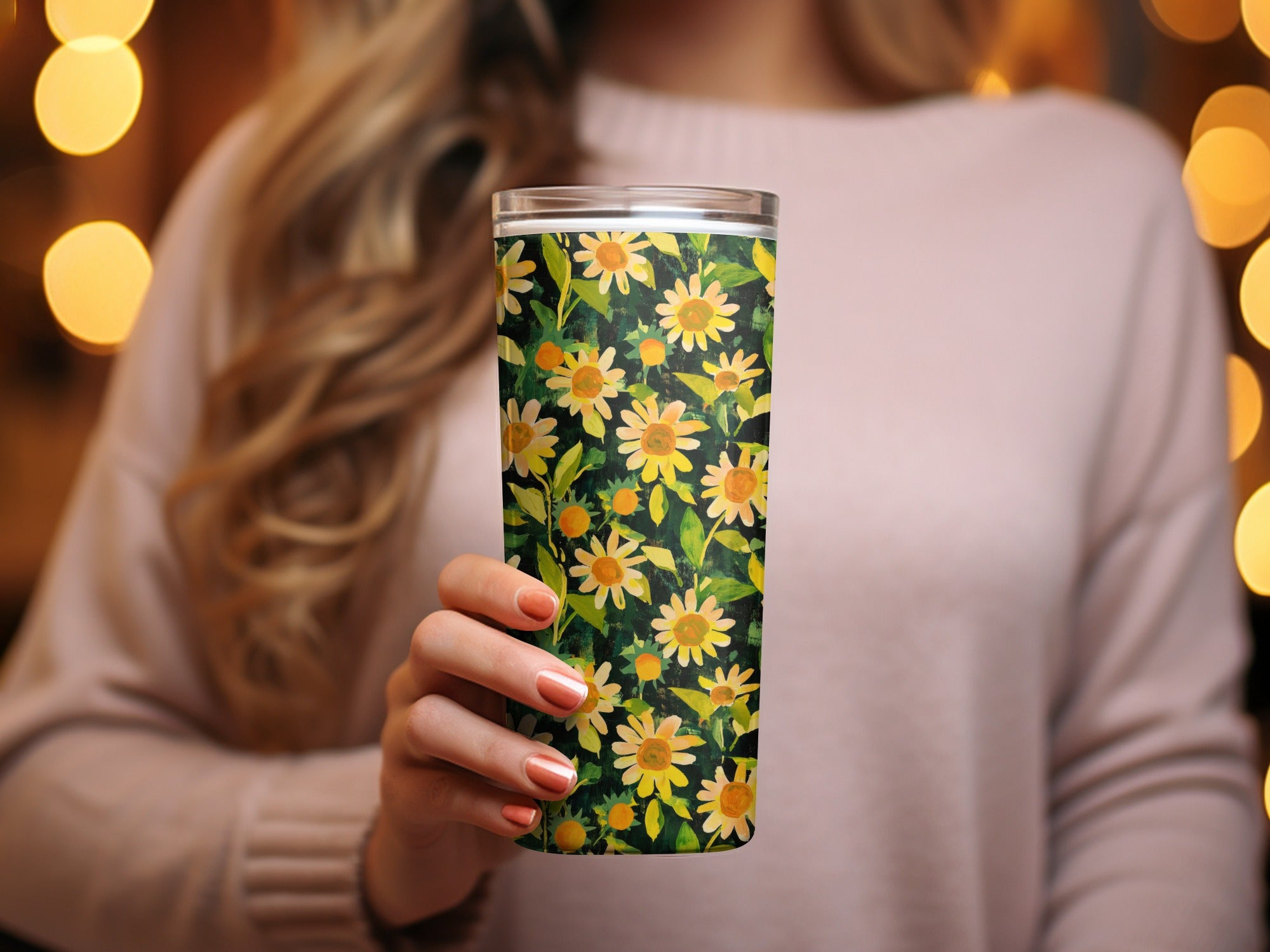 Gouache Sunflowers Seamless Fall Floral Pattern Yellows
