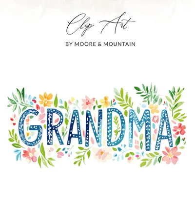 Grandma Watercolor Floral Digital Print, Mother's Day Gift for Grandmother, New Nana Gift, Printable Wall Art