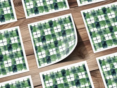 Green And Blue Watercolor Abstract Plaid Pattern Digital