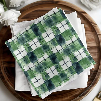 Green And Blue Watercolor Abstract Plaid Pattern Digital