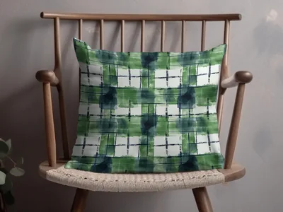 Green And Blue Watercolor Abstract Plaid Pattern Digital