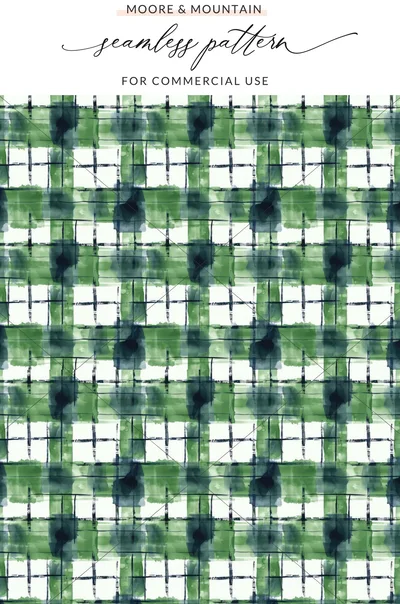 Green And Blue Watercolor Abstract Plaid Pattern Digital