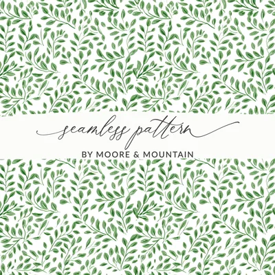 Green Botanical Repeat Pattern Organic Leaf Design