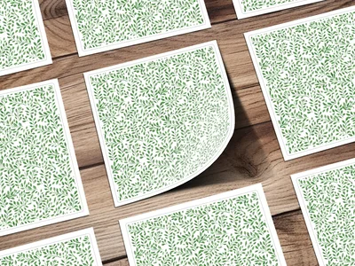 Green Botanical Repeat Pattern Organic Leaf Design