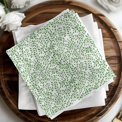 Green Botanical Repeat Pattern Organic Leaf Design