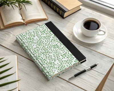Green Botanical Repeat Pattern Organic Leaf Design