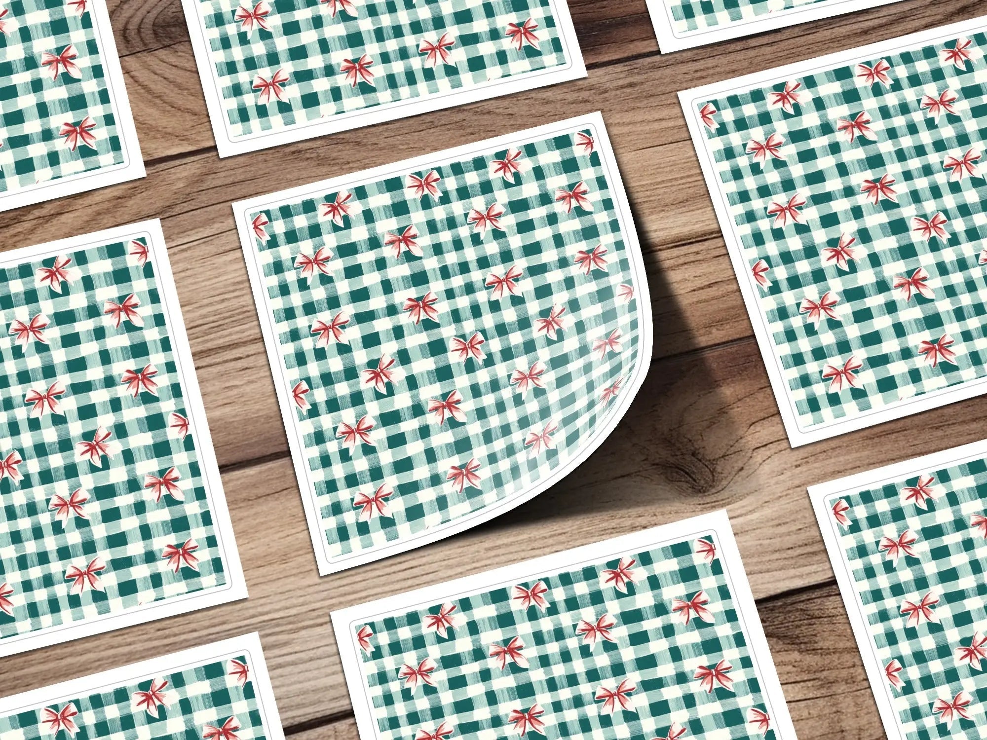 Green Gingham Bows Digital Paper, Seamless Pattern File, Festive Design, Scrapbooking Paper, Fabric Design, Digital Download