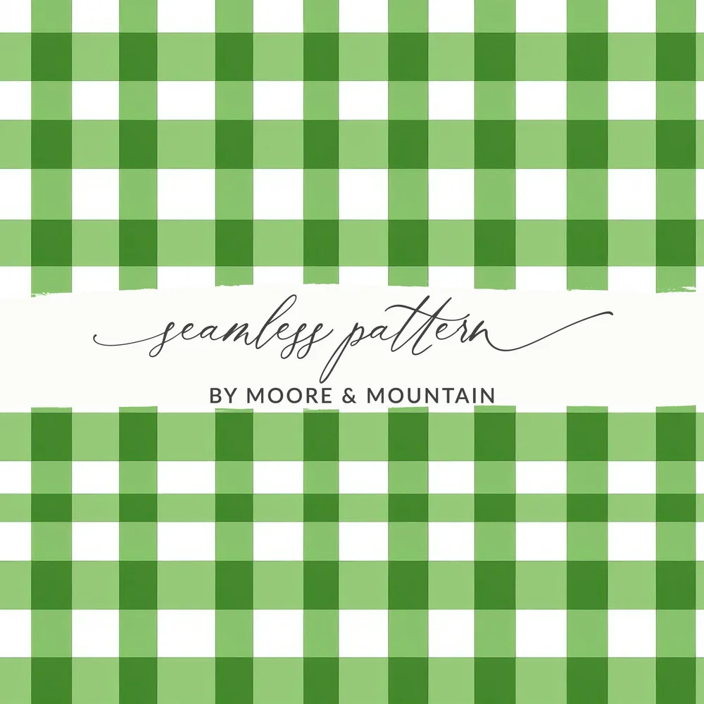 Green Gingham Seamless Pattern, Buffalo Check, Digital Paper, Commercial Use, Plaid Seamless Pattern, High Resolution PNG