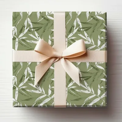 Green Monochrome Botanical Leafy Line Art Pattern