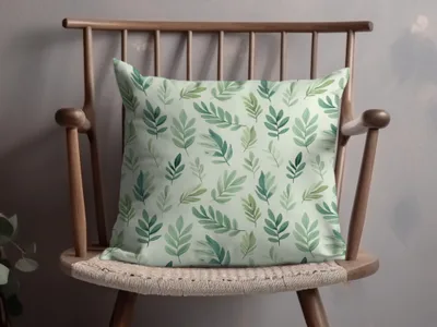 Green Monochrome Botanical Pattern Leafy Line Art Seamless