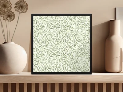 Green Monochrome Botanical Pattern Organic Leaf Repeat