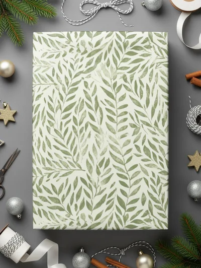 Green Monochrome Botanical Pattern Organic Leaf Repeat
