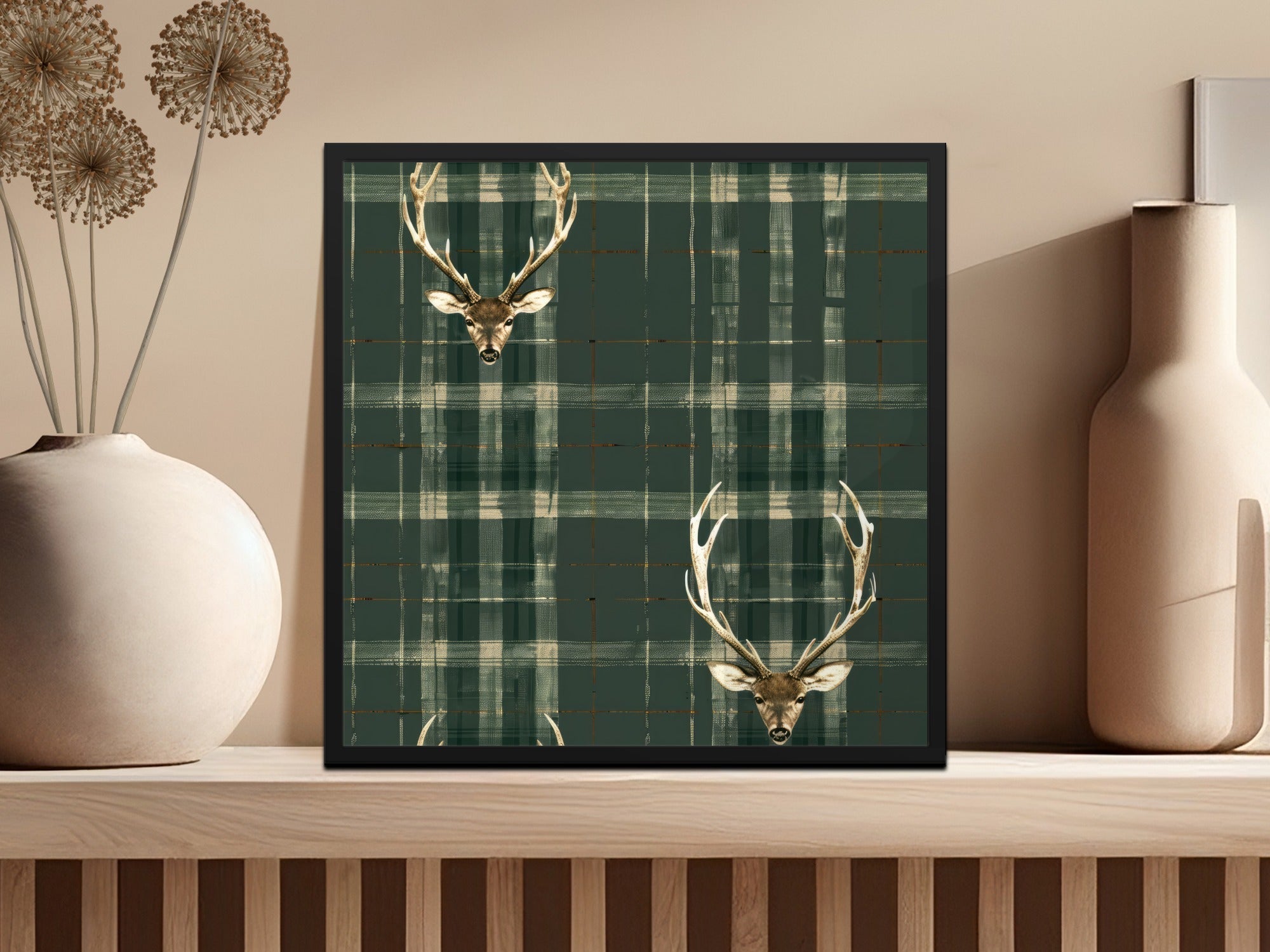 Seamless Hunting Pattern Dark Green Mens Winter Seamless Pattern