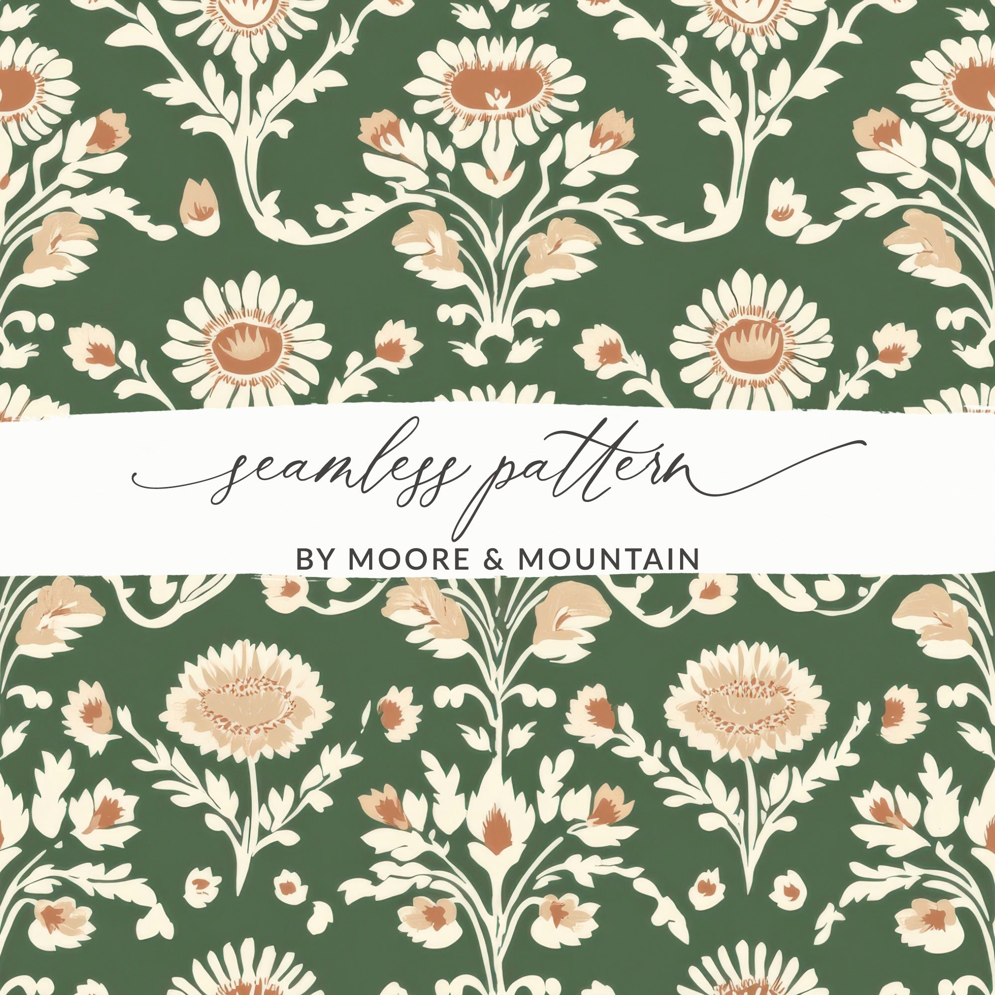 Green Seamless Indian Pattern With Indian Motif Chintz Florals