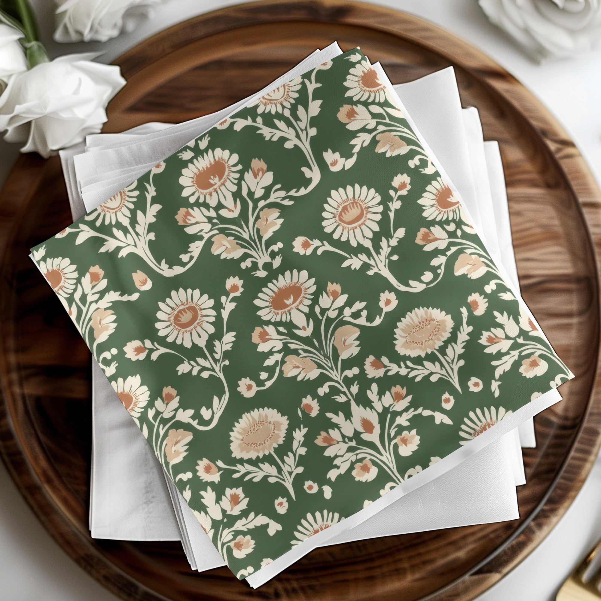 Green Seamless Indian Pattern With Indian Motif Chintz Florals