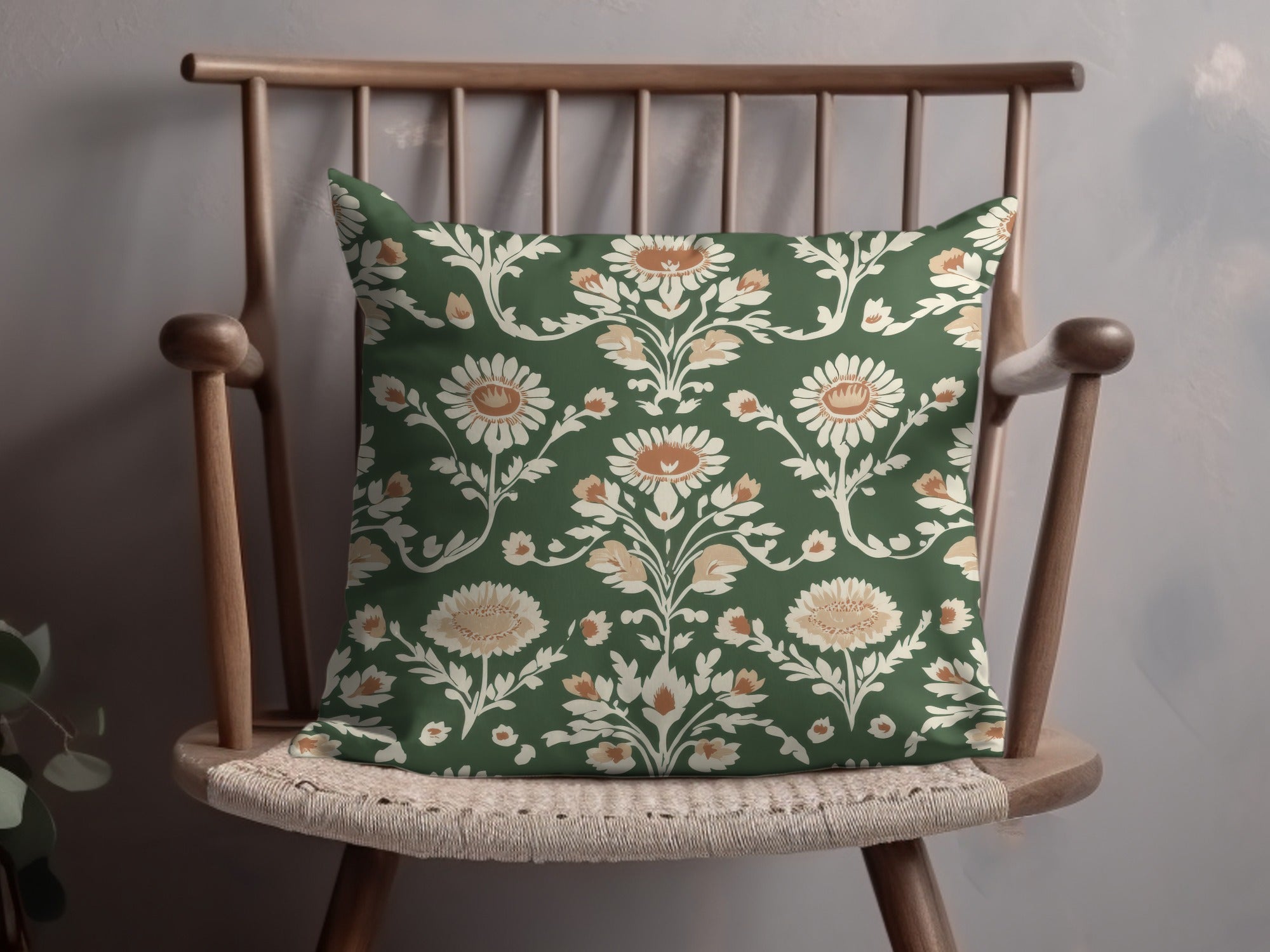 Green Seamless Indian Pattern With Indian Motif Chintz Florals