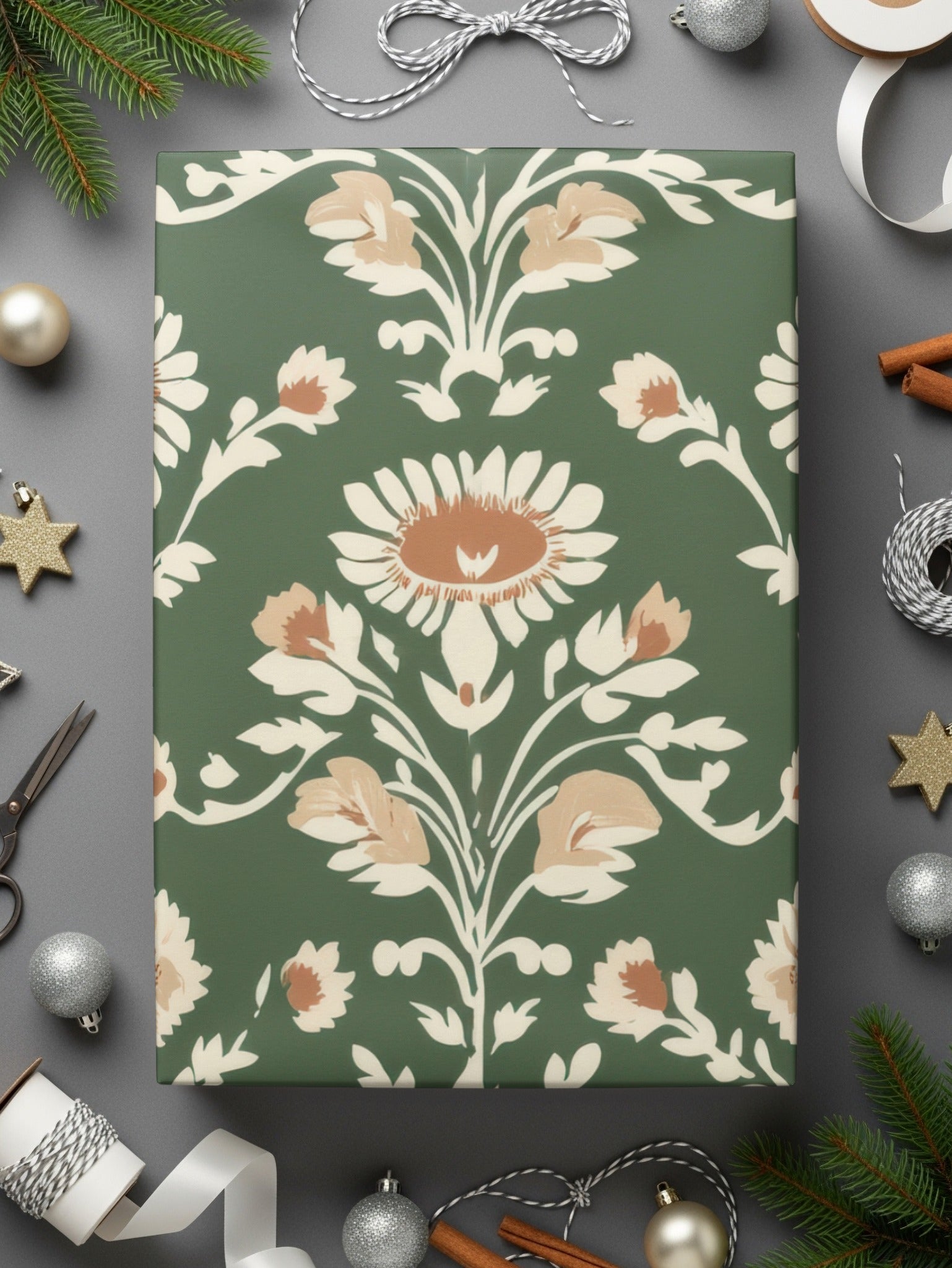 Green Seamless Indian Pattern With Indian Motif Chintz Florals