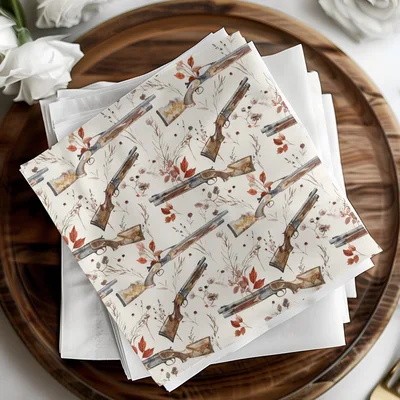 Guns Among Autumn Flora Seamless Pattern Elegant Digital