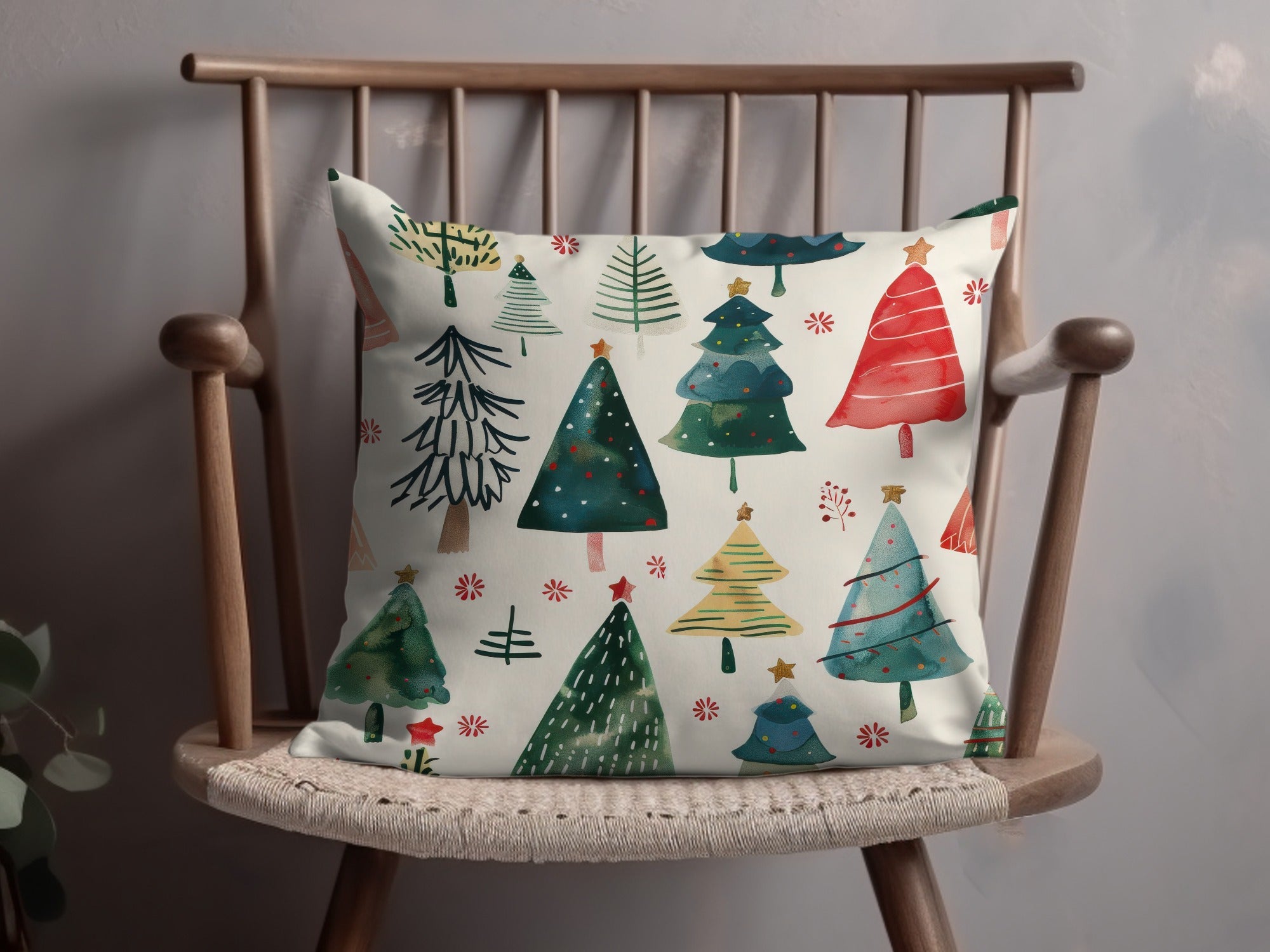 Hand Painted Christmas Trees Pattern Celebration Digital