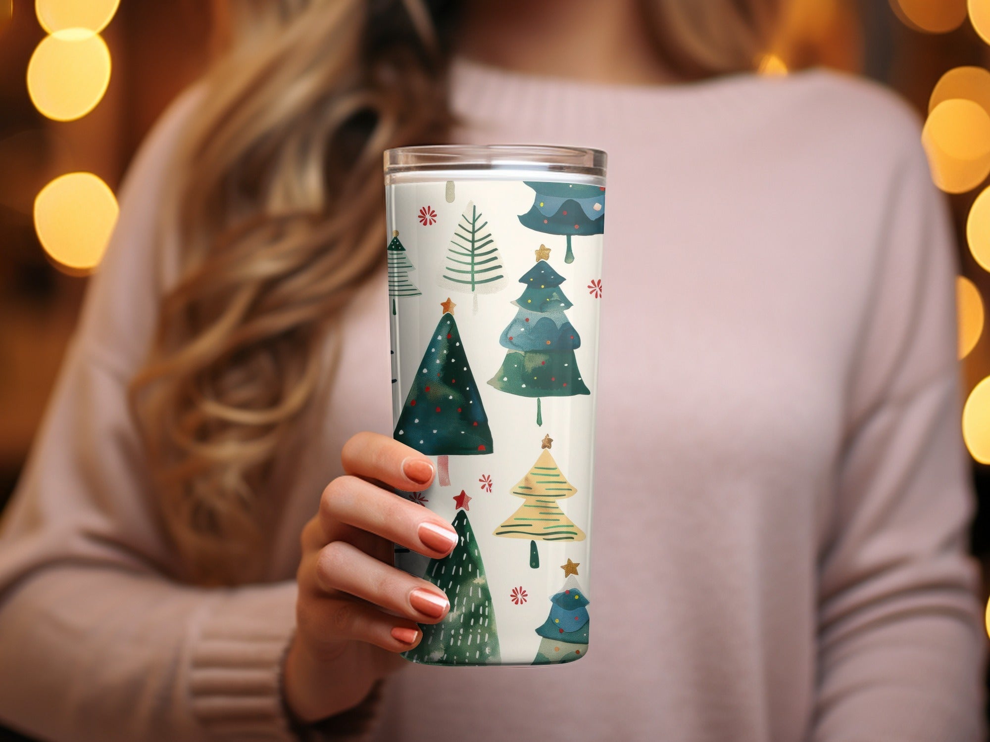 Hand Painted Christmas Trees Pattern Celebration Digital