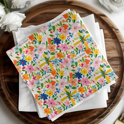 He Is Risen Digital Seamless Pattern, Floral Easter Design, Religious Fabric Print, Spring Flowers Paper, Christian Digital File