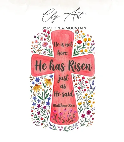 He Is Risen svg, Matthew 28 6 png, Easter Cross Christian svg, Bible Verse png, Religious Scripture Clipart, Church Decor Digital File