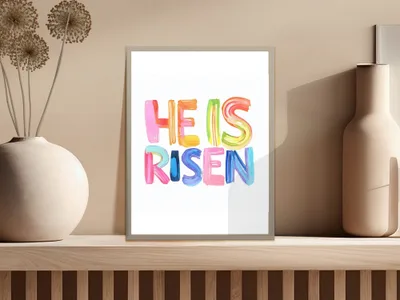 He Is Risen SVG, Preppy Clip Art, Easter Religious Digital Art, Christian Sublimation PNG, Brushstroke Faith Design, Spring Holiday Download