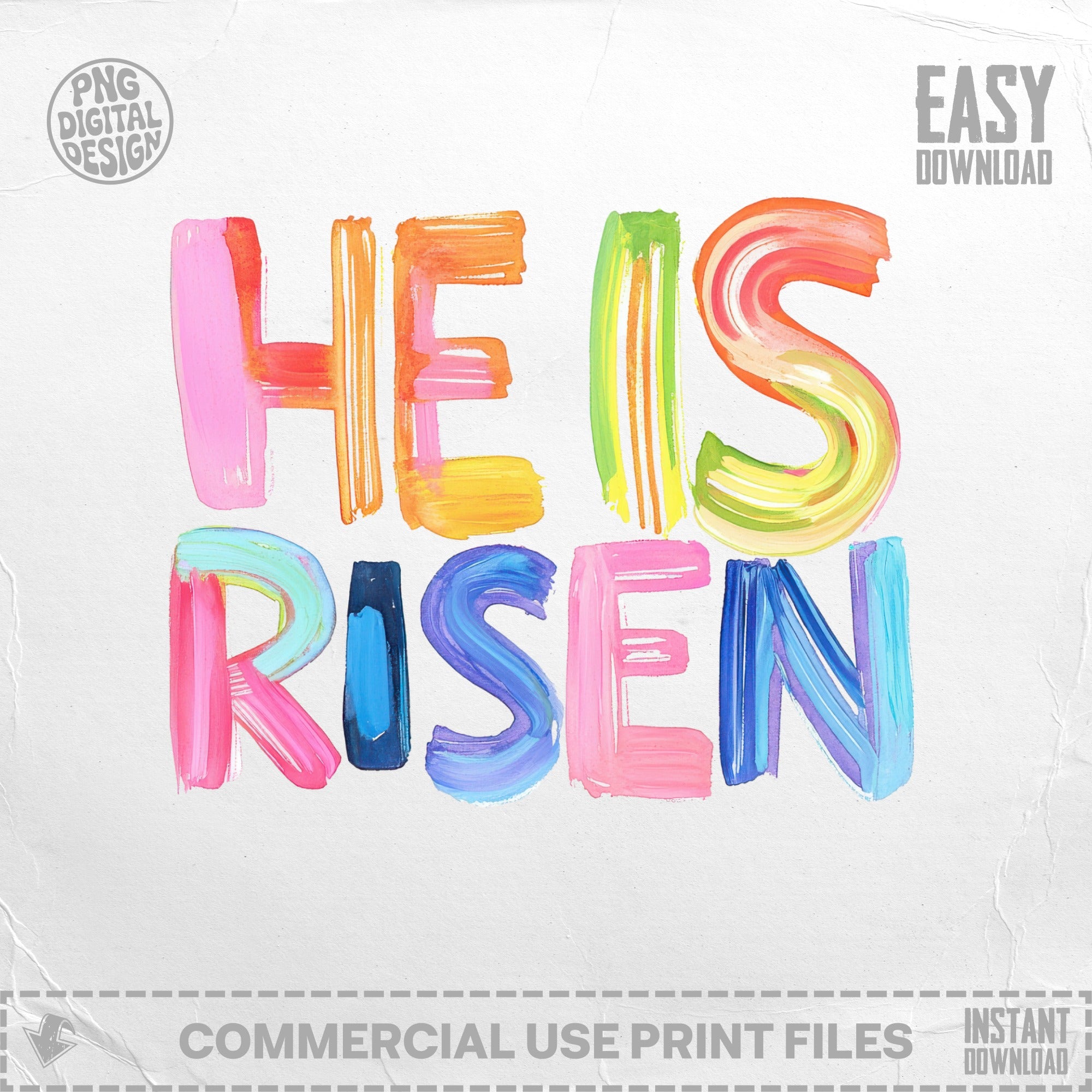 He Is Risen SVG, Preppy Clip Art, Easter Religious Digital Art, Christian Sublimation PNG, Brushstroke Faith Design, Spring Holiday Download