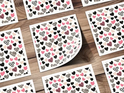 Heart Seamless Pattern, Leopard Cow Print, Digital Paper, Valentine's Day Pattern, Fabric Design, Backgrounds, Scrapbooking