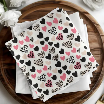 Heart Seamless Pattern, Leopard Cow Print, Digital Paper, Valentine's Day Pattern, Fabric Design, Backgrounds, Scrapbooking