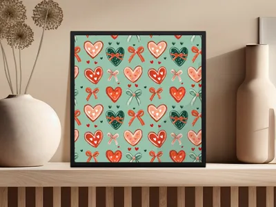 Hearts and Bows Digital Seamless Pattern, Valentine's Day Fabric Design, Cute Repeat Pattern for Commercial Use, Digital Paper Pack